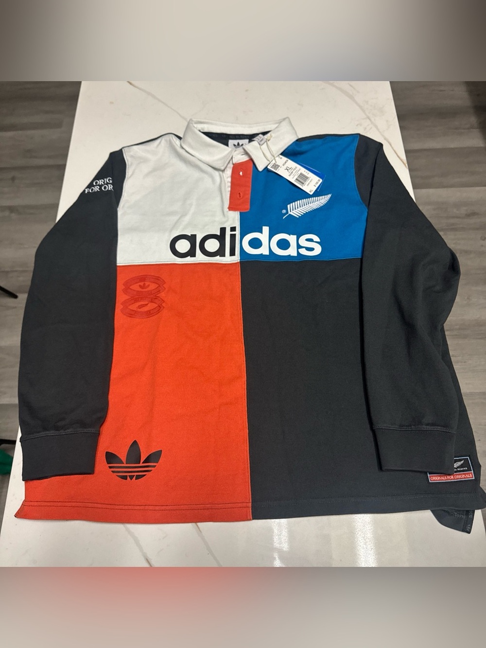 NEW Adidas New Zealand All Blacks Color Block Rugby Polo Jersey XL KG4638